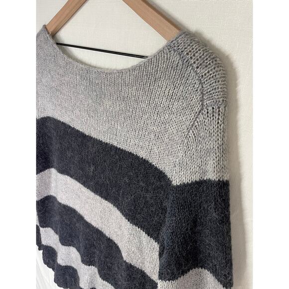 GAP Alpaca Blend Sweater Size XXL Scoop Neck Stripe Colorblock Minimalist Preppy - Picture 9 of 11